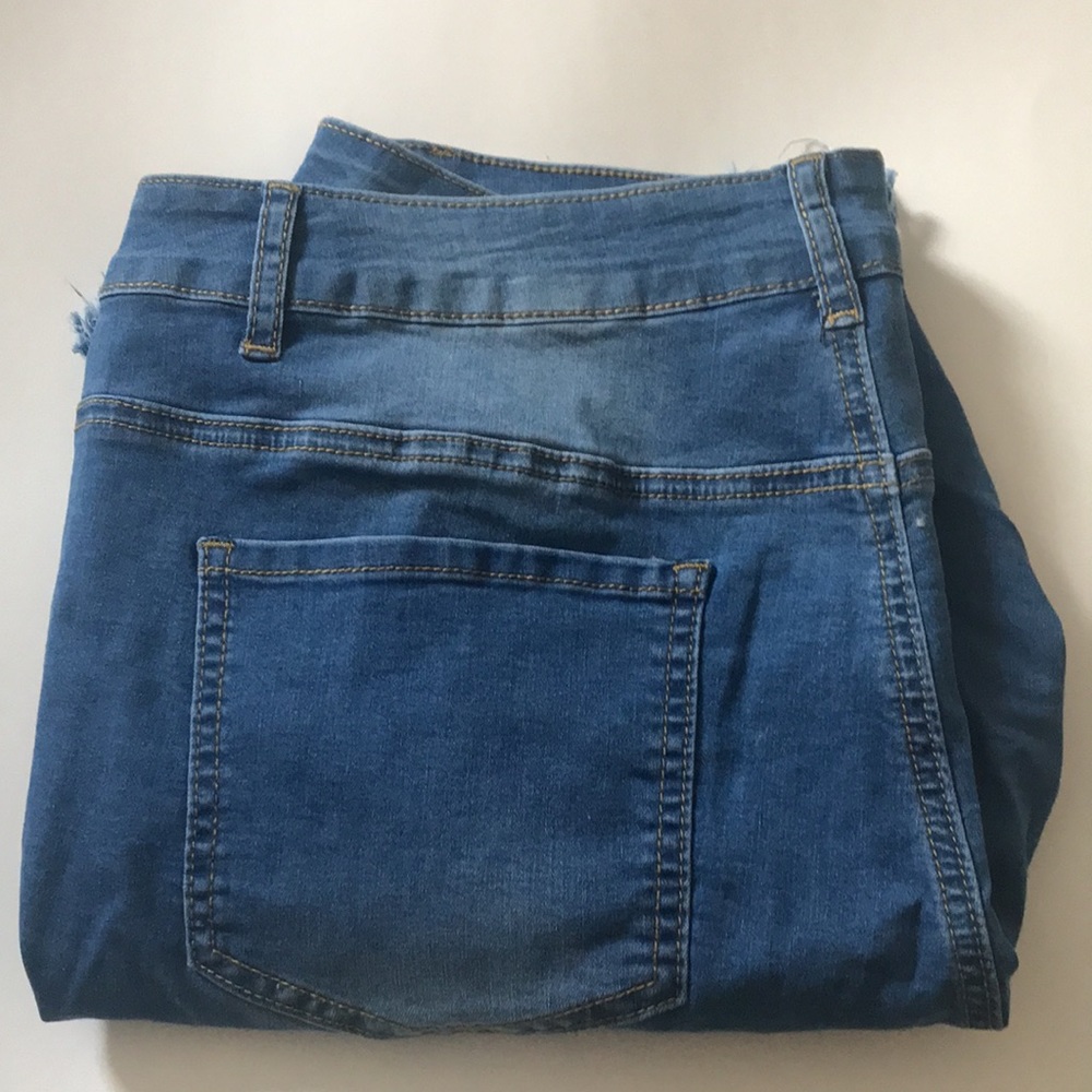 Distressed Blue Denim Shorts